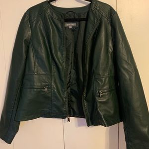 Roz & Ali Dark Green Faux Leather Jacket XL